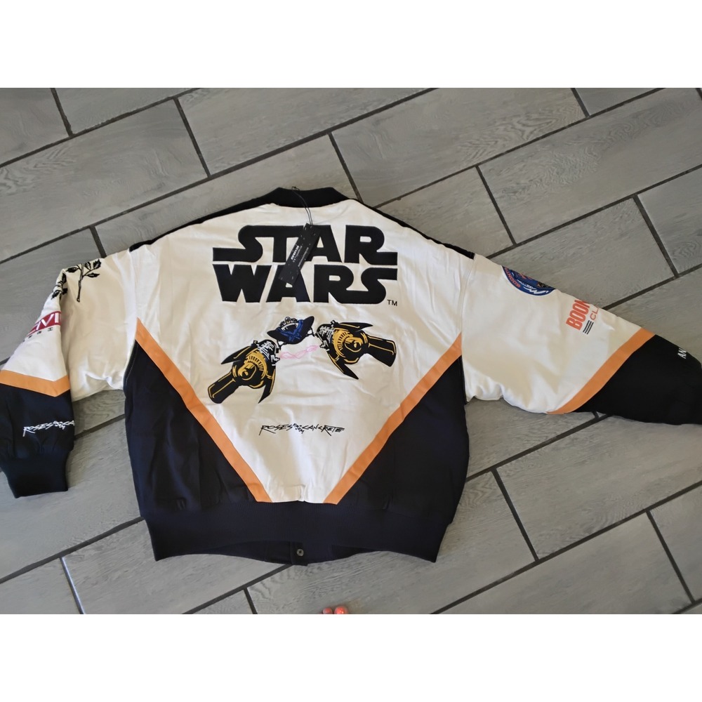 Civil Regime Star Wars Tatooine Podracing Bomber Jacket Mens Large White Black - Picture 5 of 8